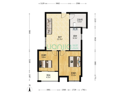 滨湖顺园南区 2室1厅1卫 82平方
