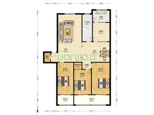 纬五路70号院 3室2厅1卫 161平方