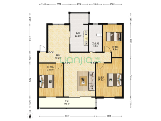苗圃路 3室1厅1卫 127平方