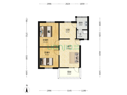 川拖二生活区 2室1厅1卫 60平方