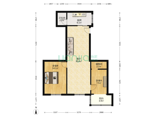 仁厚街6号 2室1厅1卫 76平方