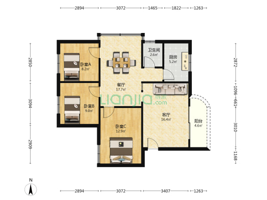 藤山二路10号 3室2厅1卫 88平方