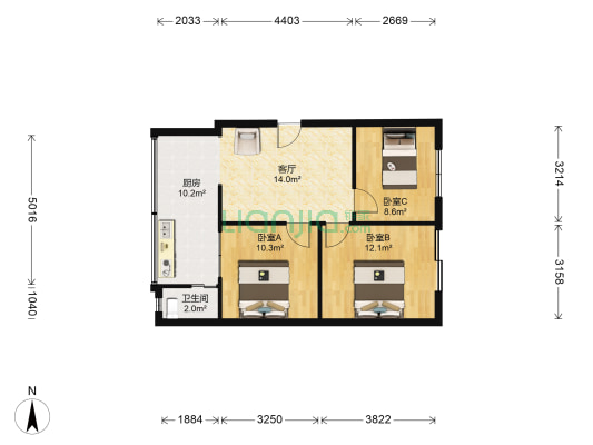 罗汉营路192号 3室1厅1卫 67平方