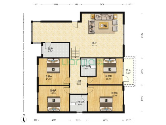 淳化街70号 4室1厅2卫 150平方