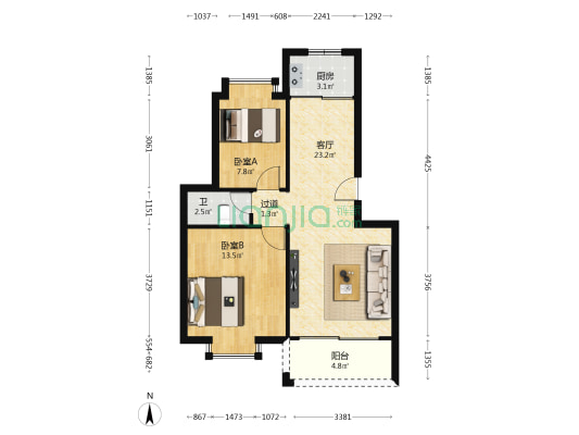 明溢湾 2室1厅1卫 69平方