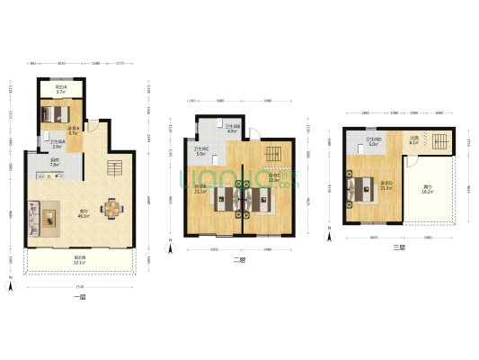 锦山府四期 4室1厅4卫 198平方