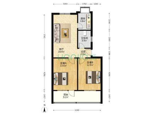 市政局家属院 2室1厅1卫 76平方