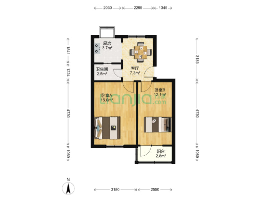 八亩塘 2室1厅1卫 54平方