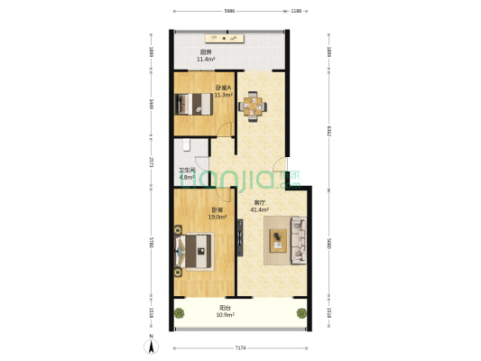大新小区 2室1厅1卫 116平方