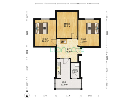少城路11号 2室1厅1卫 68平方