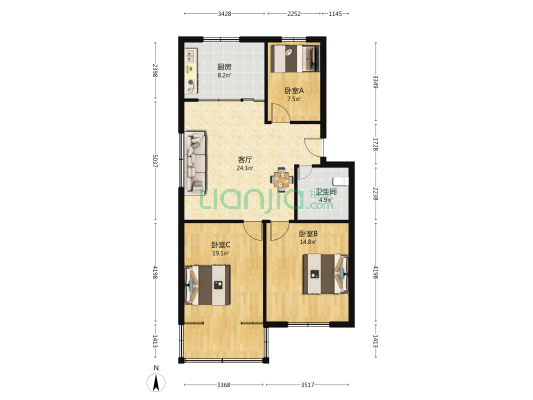 环城南路 3室1厅1卫 97平方