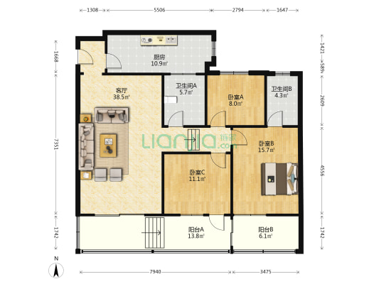 湖北省豫剧团家属院 3室1厅2卫 123平方