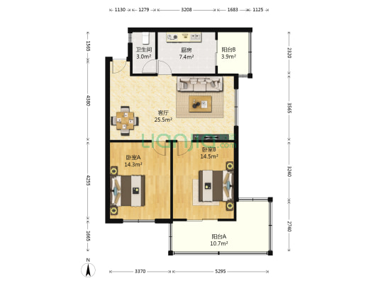 国税局家属院 2室1厅1卫 74平方