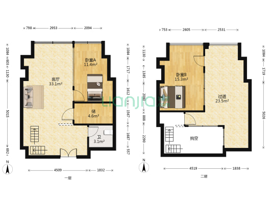 东海曙光大厦 2室1厅1卫 78平方