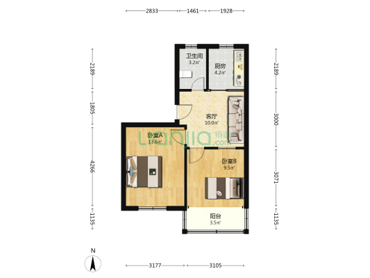 永丰路24号 2室1厅1卫 55平方