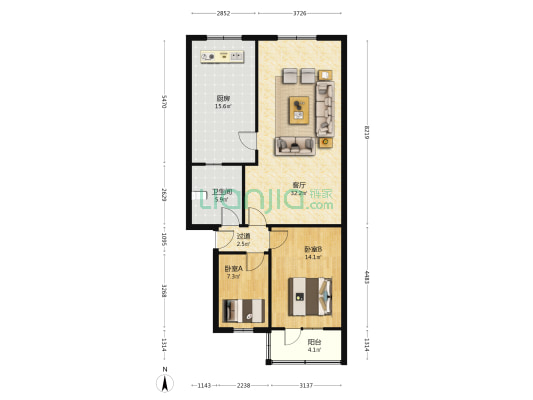 西大里长安楼 2室1厅1卫 100平方