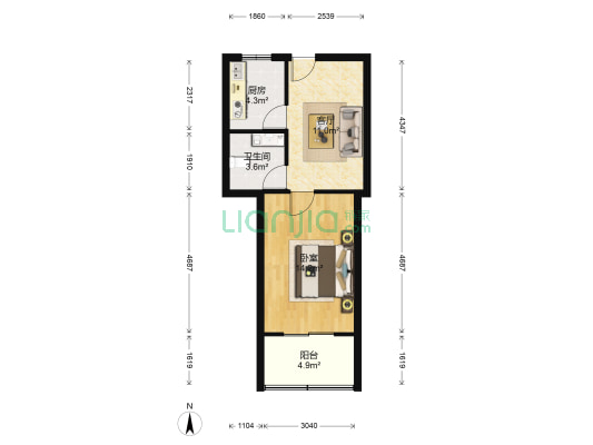 吴庄花园 1室1厅1卫 45平方