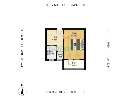 自行车厂楼 1室0厅1卫 35平方