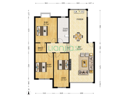 惠龙城 3室1厅1卫 130平方