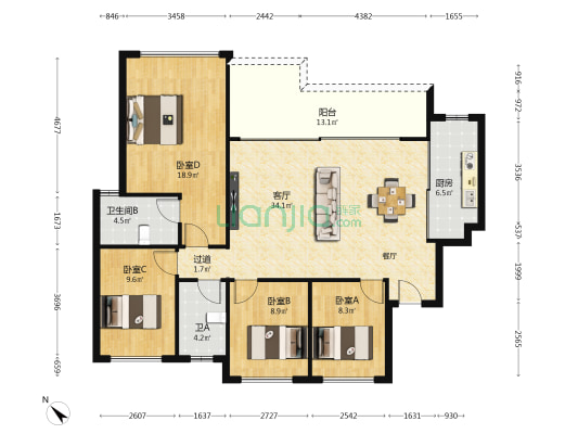 龙湖九里璟颂 4室1厅2卫 126平方