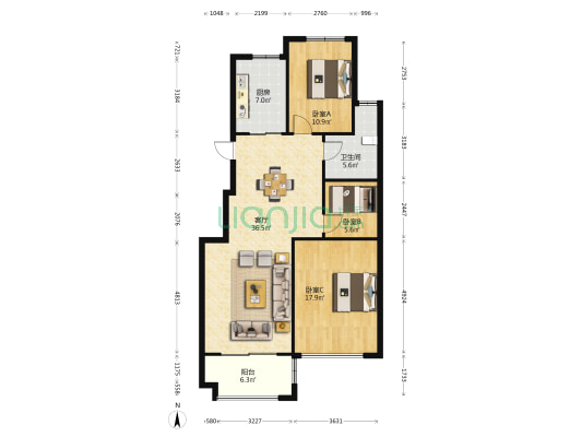 祥生·君庭 3室1厅1卫 98平方