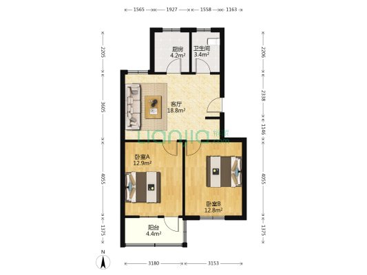 同北巷 2室1厅1卫 70平方