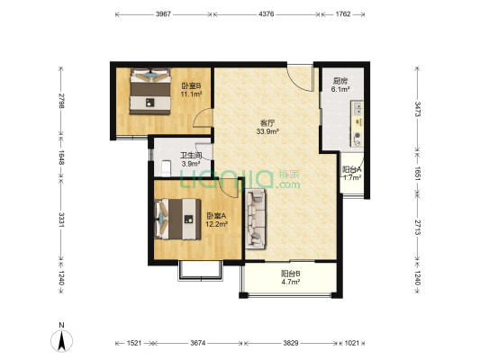 博雅苑 2室1厅1卫 102平方