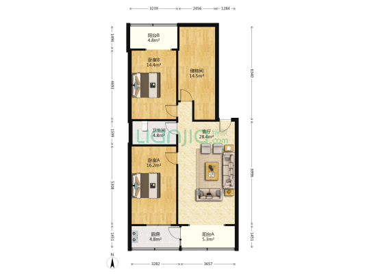 新罗路49号 2室1厅1卫 100平方