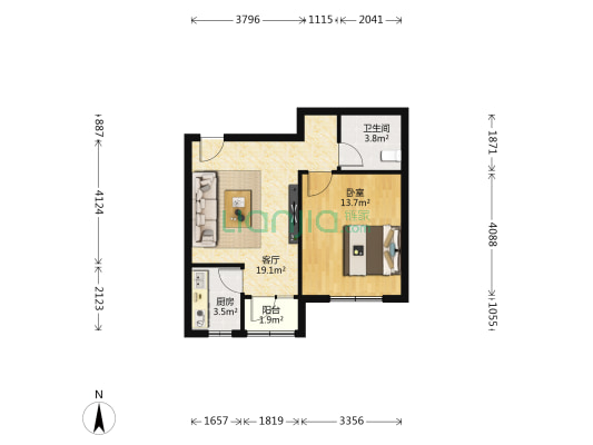 碧桂园太阳城美寓 1室1厅1卫 60平方