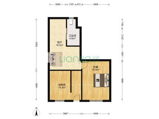 旭日路22号 1室1厅1卫 63平方
