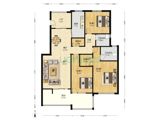 运盛美之国10组团 3室2厅2卫 136平方