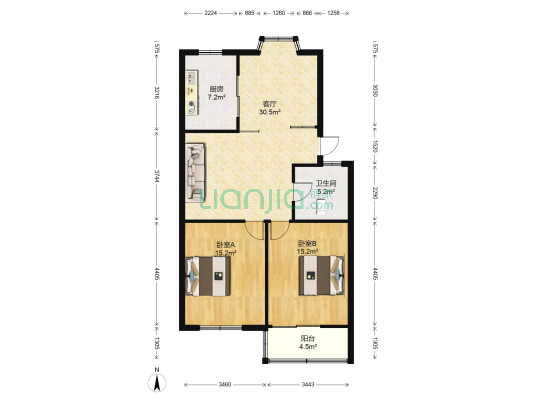 福立花园 2室1厅1卫 90平方