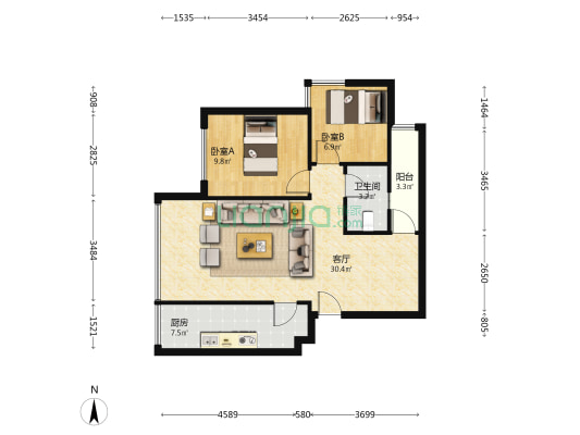 滨江翠屿 2室1厅1卫 64平方