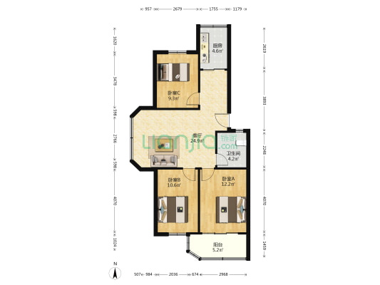 天顺苑 3室1厅1卫 85平方