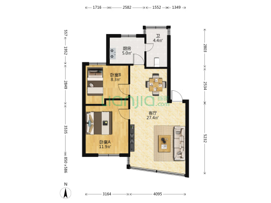 连桥路299号 2室1厅1卫 80平方