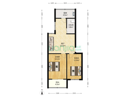 后标营28号 2室1厅1卫 73平方