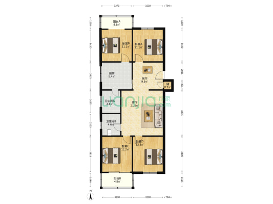 人民巷6号 4室2厅2卫 123平方