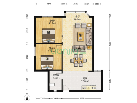 丰业小区 2室1厅1卫 86平方