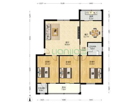 射击射箭运动管理中心家属楼 3室2厅2卫 124平方