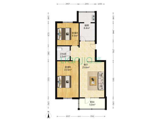 金康路36号 2室1厅1卫 85平方