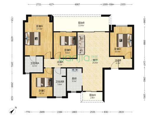 弘阳玖峯 4室1厅2卫 132平方