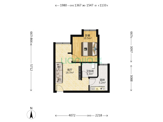 白虎滩小区 1室1厅1卫 50平方