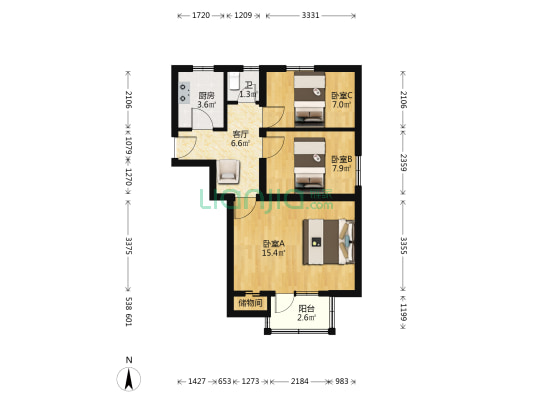 冰窖口胡同79号 3室1厅1卫 58平方