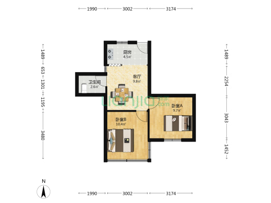四宜路14号 2室1厅1卫 46平方
