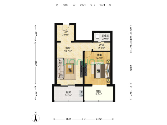 安馨园 1室1厅1卫 61平方