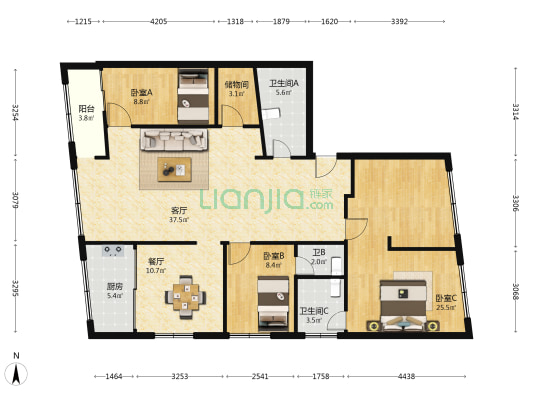 西金路85弄 3室2厅3卫 130平方