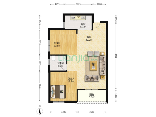 御景雅园 2室1厅1卫 92平方