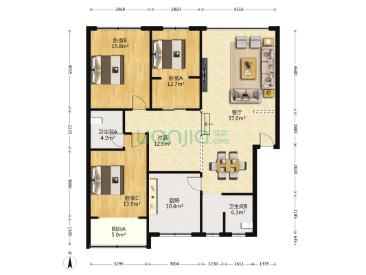 双凤支路5号 3室1厅2卫 138平方