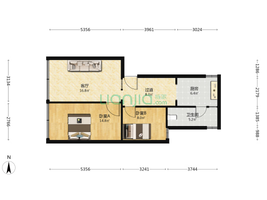 嘉润路8号 2室1厅1卫 65平方