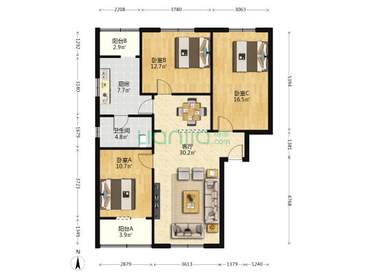 百安大道996号 3室1厅1卫 112平方